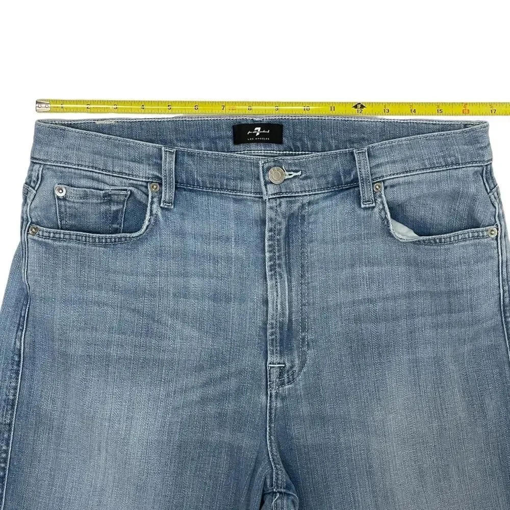 7 for all Mankind, High Waist Cropped Straight leg jeans, size 32. light blue